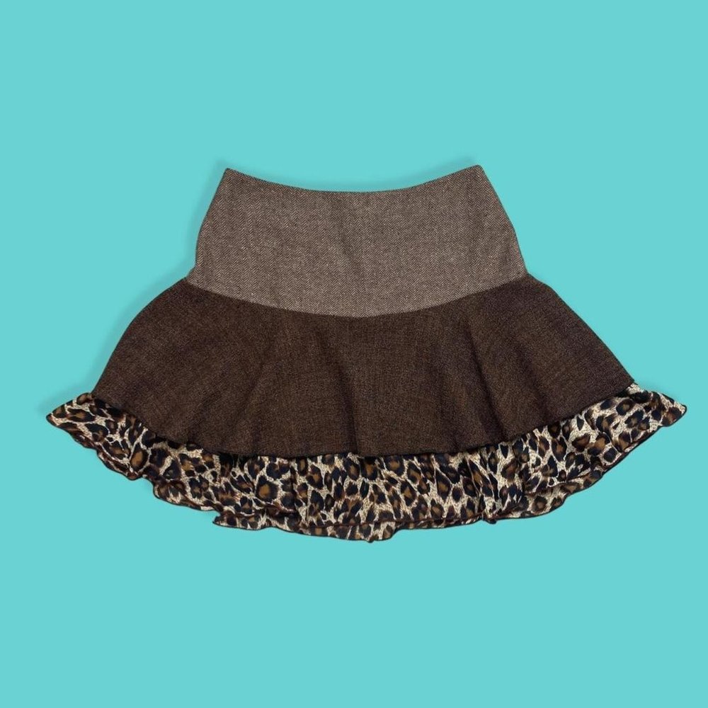Leopard Knit Mini Skirt